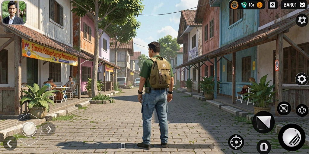 Tampilan gameplay BARU01 menunjukkan interaksi karakter yang menarik.