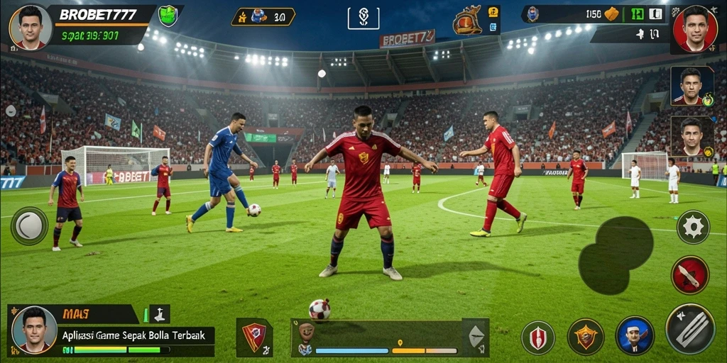 Screenshot gameplay <strong>BROBET77</strong> menunjukkan aksi seru di lapangan sepak bola.