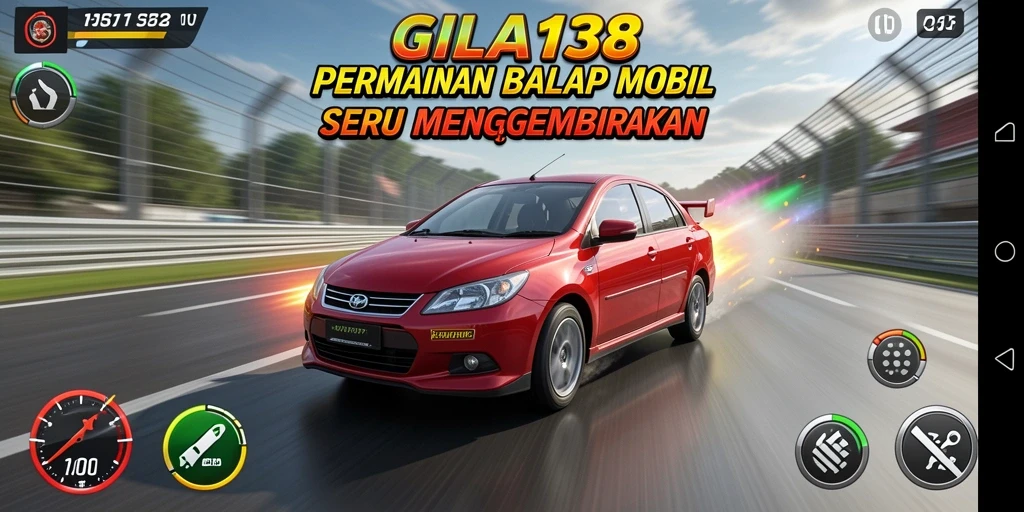 Screenshot GILA138 menampilkan aksi balap mobil yang mendebarkan.