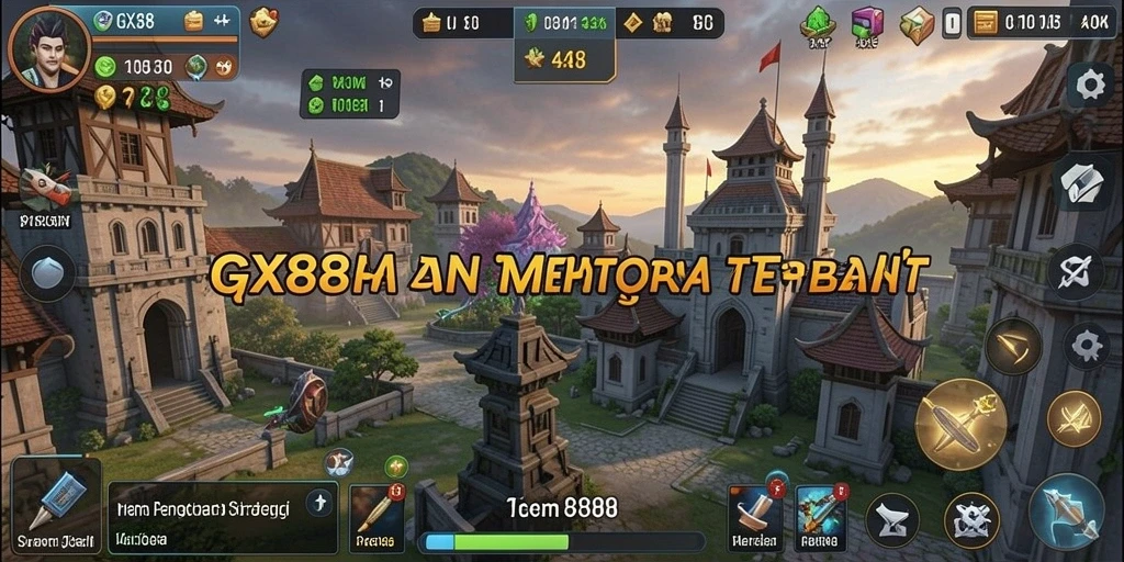 Tampilan gameplay GX88 yang menegangkan dalam pertahanan menara.