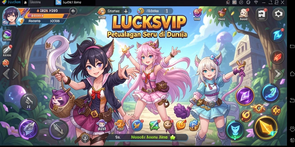 Tampilan gameplay seru LUCKSVIP dengan karakter anime yang menawan.