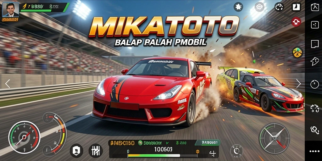 Tampilan utama gameplay balap MIKATOTO yang seru.