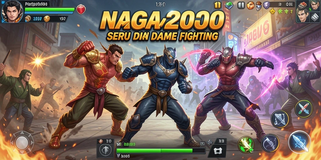 Tampilan pertarungan seru di NAGA2000 dengan karakter unik.