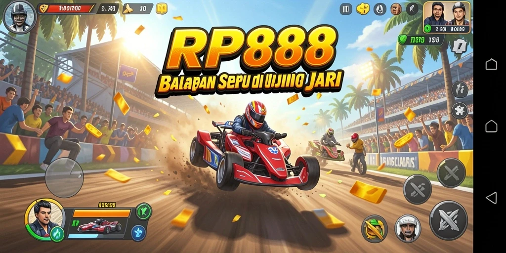 Tampilan gameplay RP888 yang mendebarkan di trek balap.