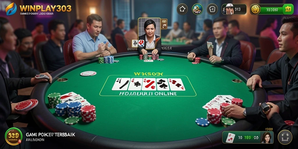 Screenshot WINPLAY303 menampilkan gameplay seru Poker yang menegangkan.